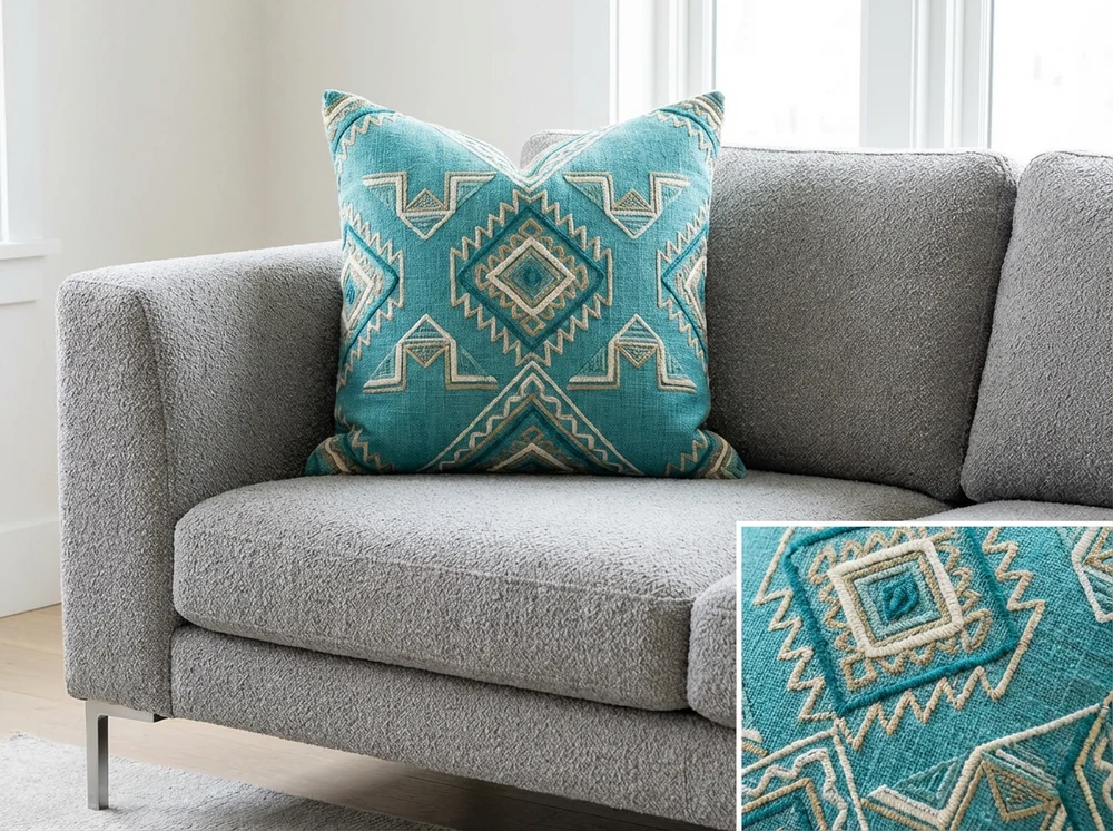 Teal Geometric Cushion
