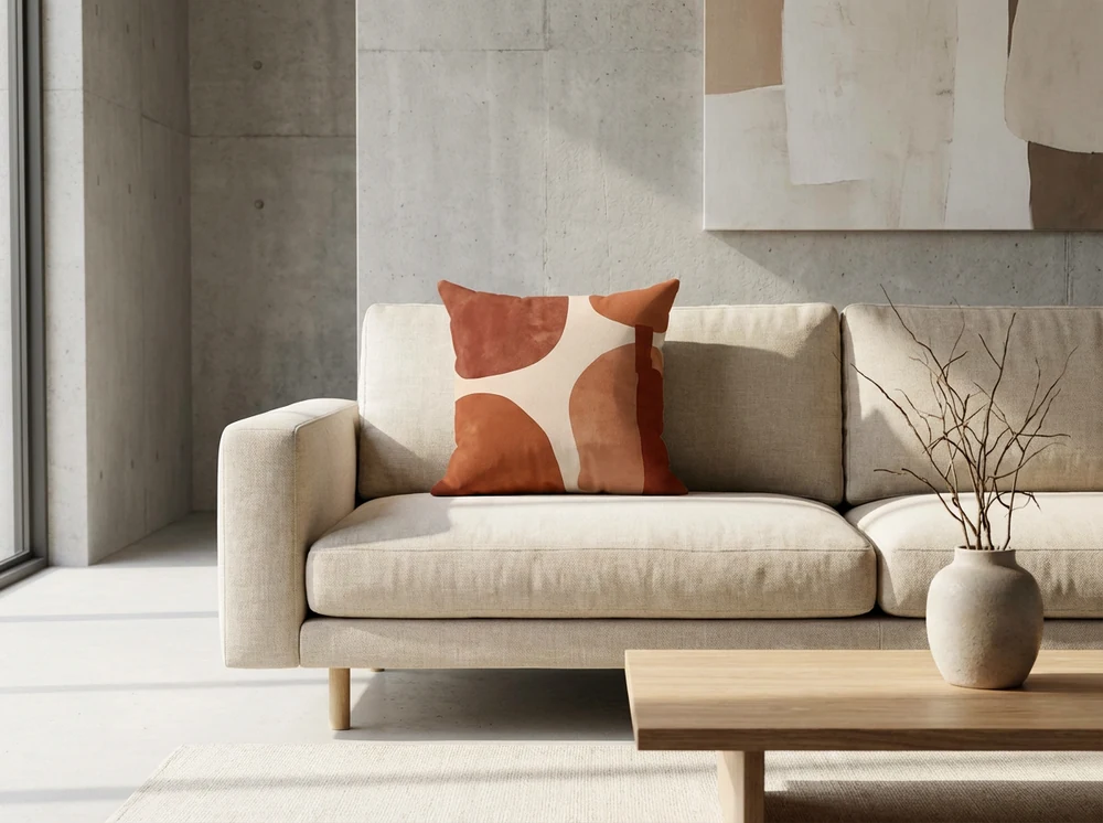 Rust Modern Abstract Cushion