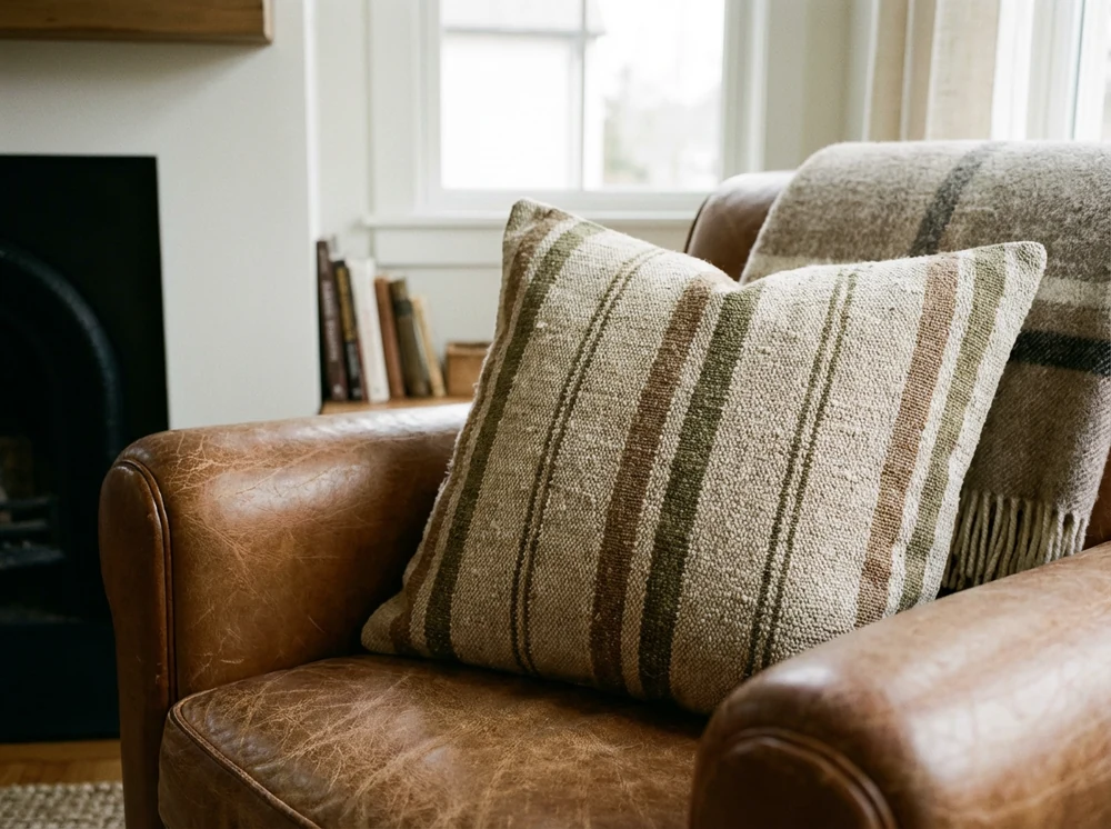 Natural Striped Linen Pillow