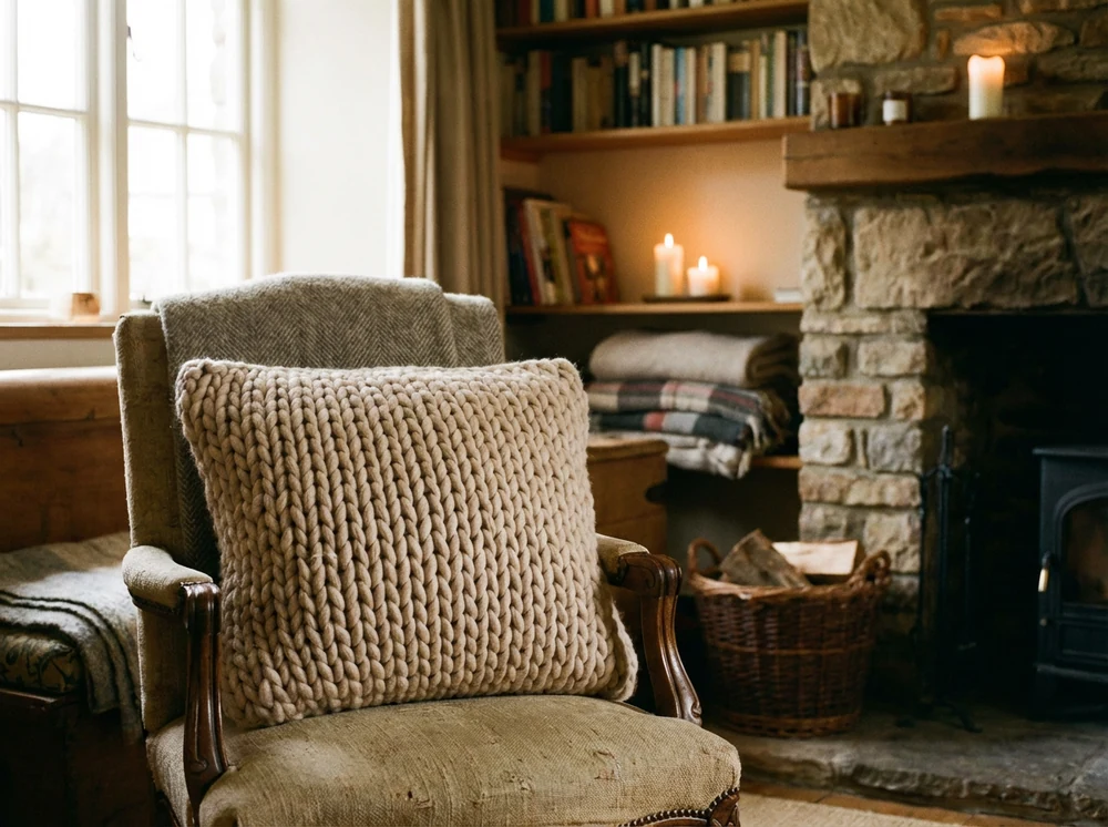 Beige Knitted Texture Cushion